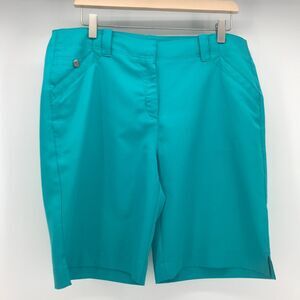 Grand Slam Shorts Mens 35 Blue Aqua Flat Front Stretch Pockets 9.5" Inseam